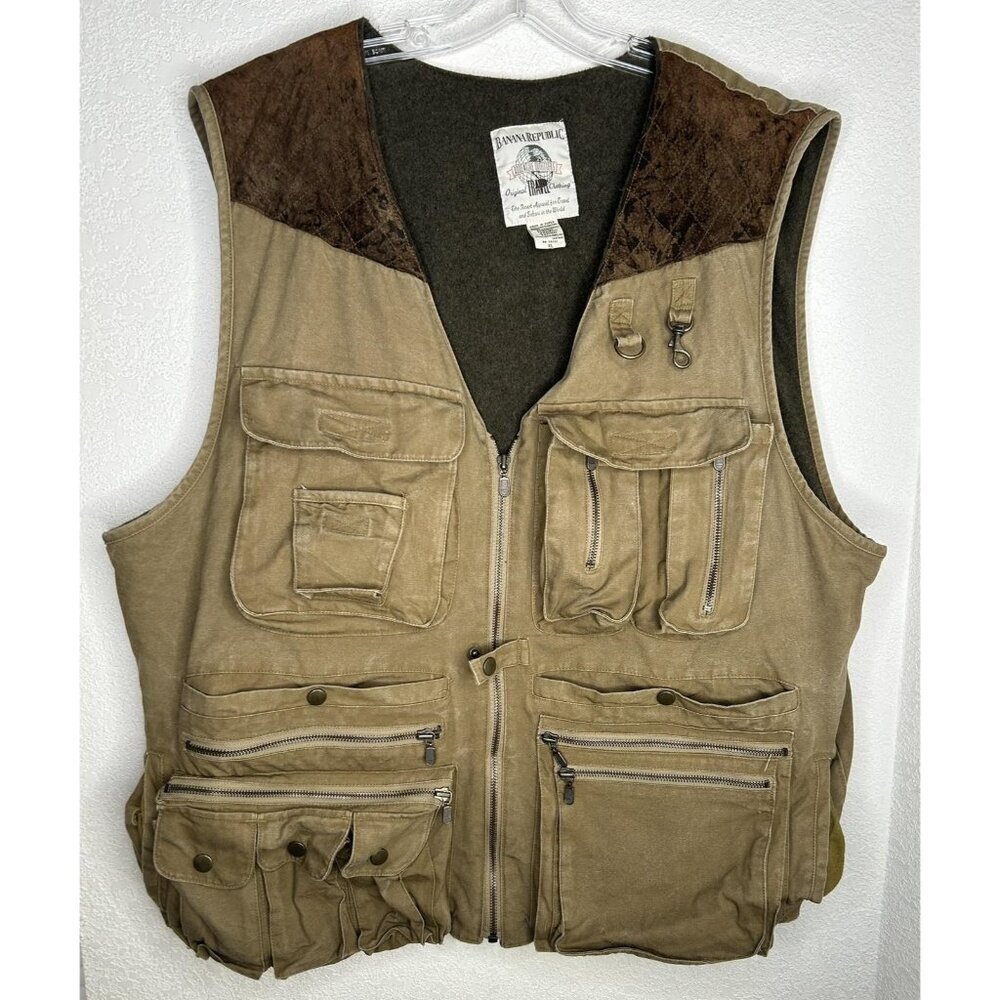 Banana Republic Khaki Brown Utility Field Vest Safari
